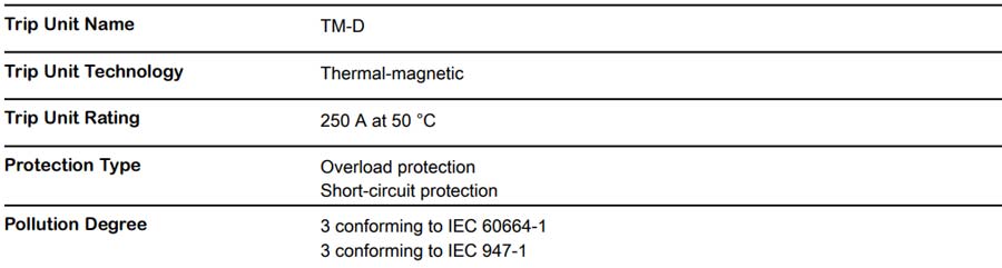 تریپ یونیت کلید اتوماتیک فیکس اشنایدر، کد فنی EZC250H3250