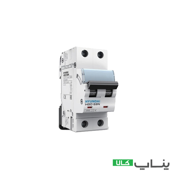 تصویر برای محصول  کلید مینیاتوری هیونداي 2 پل 6 آمپر کدفنی HGD 63N 2P-6A کلید مینیاتوری هیوندای 28